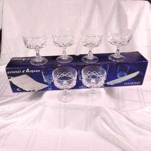 Copas Vintage Cristal D'Arques Diamond patrón Champagne Coupes. Lote de 12.
