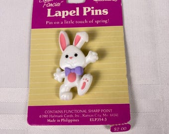 Vintage Hallmark Easter Bunny with Purple Bow Lapel Pin