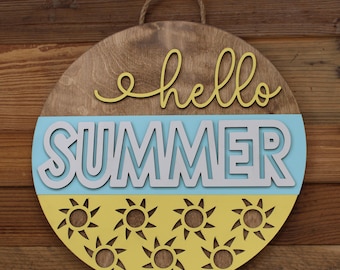 Hello Summer Sunshine (14 inch) Door Sign