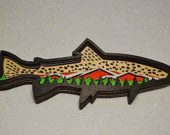 7 inch Rainbow Trout 3D Wood Cutout