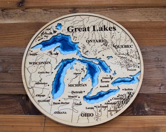 Great Lakes Topographic 3D Wall Art