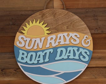 Sun Rays and Boat Days (14 inch) Door Sign