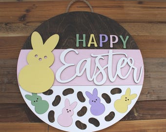 Happy Easter Peeps and Jelly Beans Sign