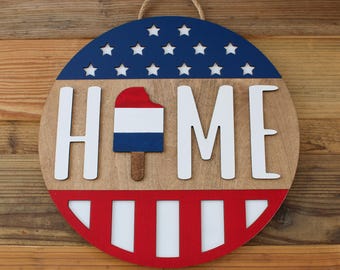 Red, White, and Blue Summer Holiday Sign (14 inches)