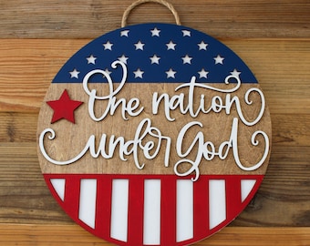 One Nation Under God America Door Sign (14 inches)