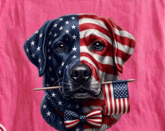 Labrador Retriever PNG del 4 de julio, diseño de sublimación de perro con la bandera estadounidense, imágenes prediseñadas de Labrador patriótico, PNG para amantes de los perros del Día de la Independencia