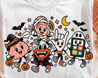 Speech Therapy Halloween PNG, SLP Doodle Characters, AAC Device, Spooky Speech Therapist, Sublimation Designs, Sublimation Prints