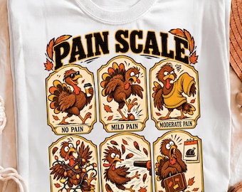 Thanksgiving Nurse Png, Funny Turkey Pain Scale Png, Fall Healthcare Worker Humor Png, Unisex Hospital Workwear Coworker Gift Png