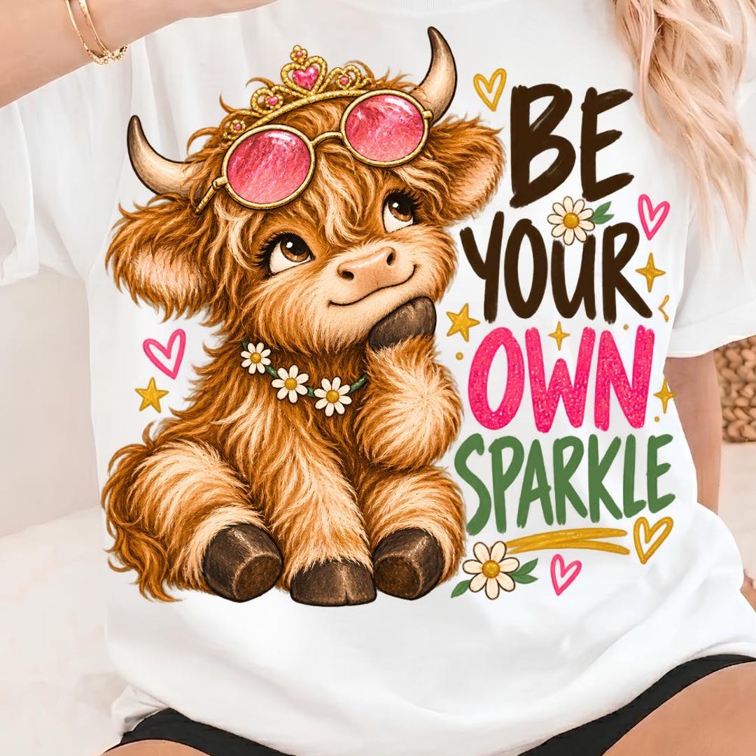 Be Your Own Sparkle Highland Cow PNG: Glam Cow Design, Inspirational ...