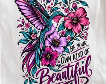 Beautiful Bird Quote PNG, Purple Floral Sublimation Design, Motivational Quote Artwork, Watercolor Flower PNG, Feminine T-Shirt Design