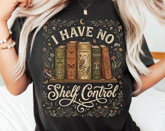 No tengo control sobre mis estanterías PNG: Clip art de humor para amantes de los libros con diseño floral vintage de biblioteca (descarga digital)