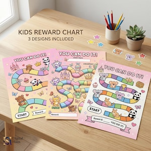 Kids Reward Chart Bundle Printable PDF | Cute Princess & Animal Behavior Chart for Girls | Toddler Chore Chart | Digital Download