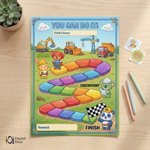 Quadro de Recompensas de Construção para Imprimir para Crianças | Quadro de Comportamento com Tema de Construtor | Quadro de Tarefas para Crianças Pequenas | Rastreador de Progresso | Download Digital