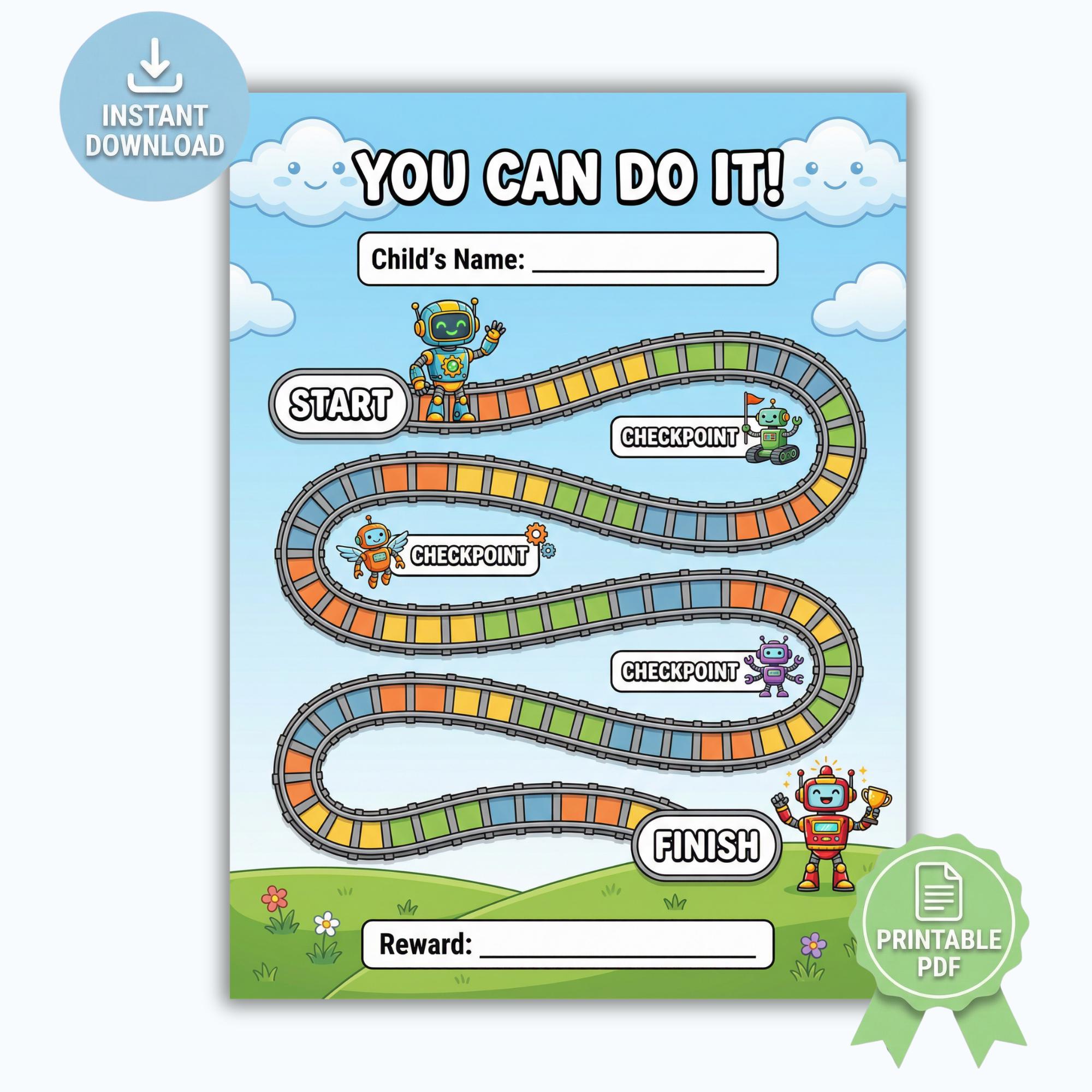 Robot Reward Chart Printable for Kids | You Can Do It Behavior Chart ...