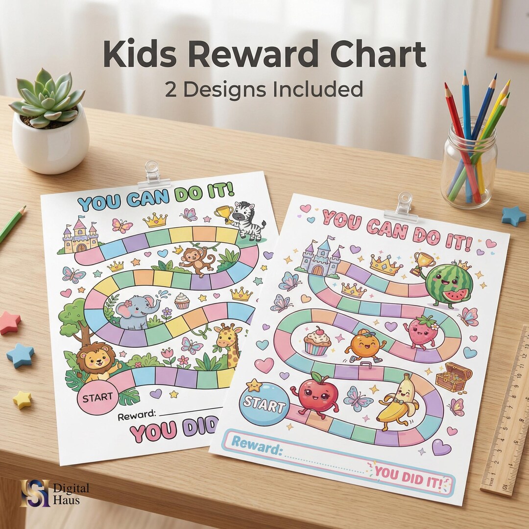 Printable Reward Chart for Kids | Jungle Safari Animal & Cute Fruit ...