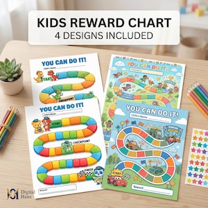 Reward Chart Bundle for Boys | Printable Behavior Tracker Set for Toddlers | Dinosaur, Builder, Car & Superhero Themes | Digital Download