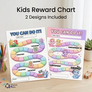 Kids Pastel Animal Reward Chart Bundle Printable | Behavior Chart for Toddlers | Preschool Routine & Chore Chart PDF | Digital Download