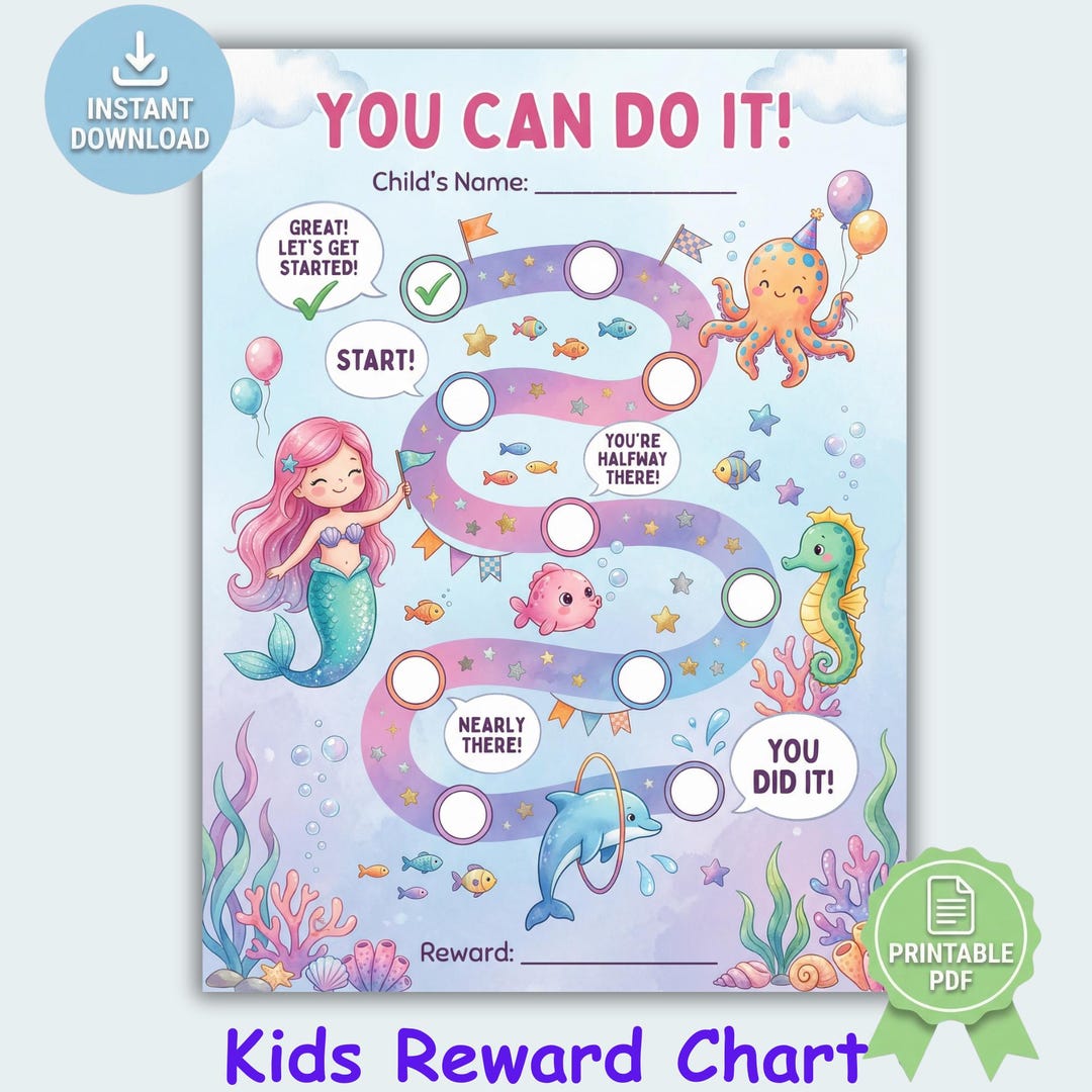 Mermaid Reward Chart Printable | Kids Behavior Chart | Under the Sea ...