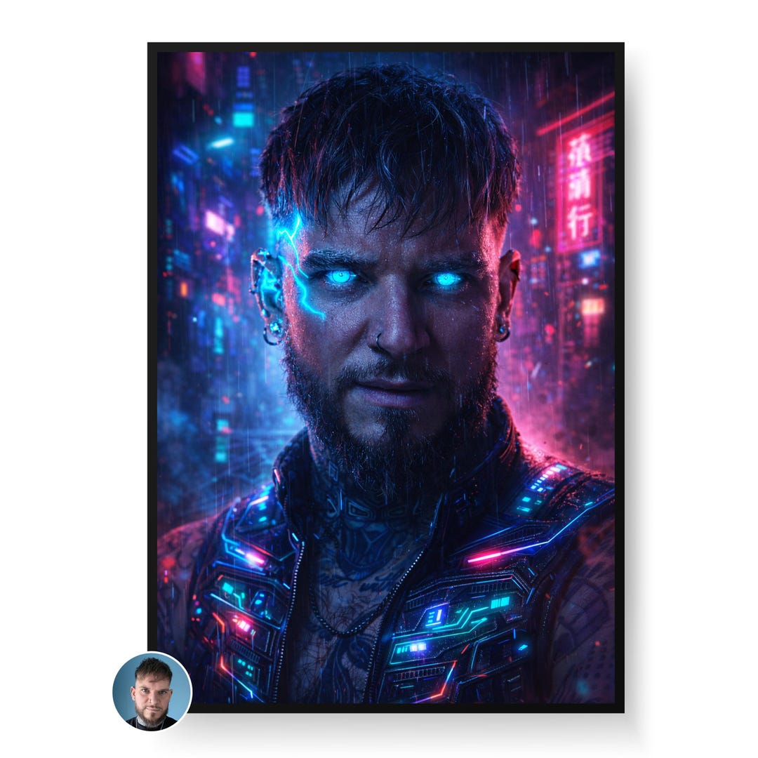 Custom A3 Cyberpunk Poster – Personalised Neon Futuristic Wall Art - Etsy