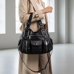 Torba na ramię z wieloma kieszeniami | Pojemna torebka na ramię | Codzienna torba z organizerem | Torba podróżna na dojazdy