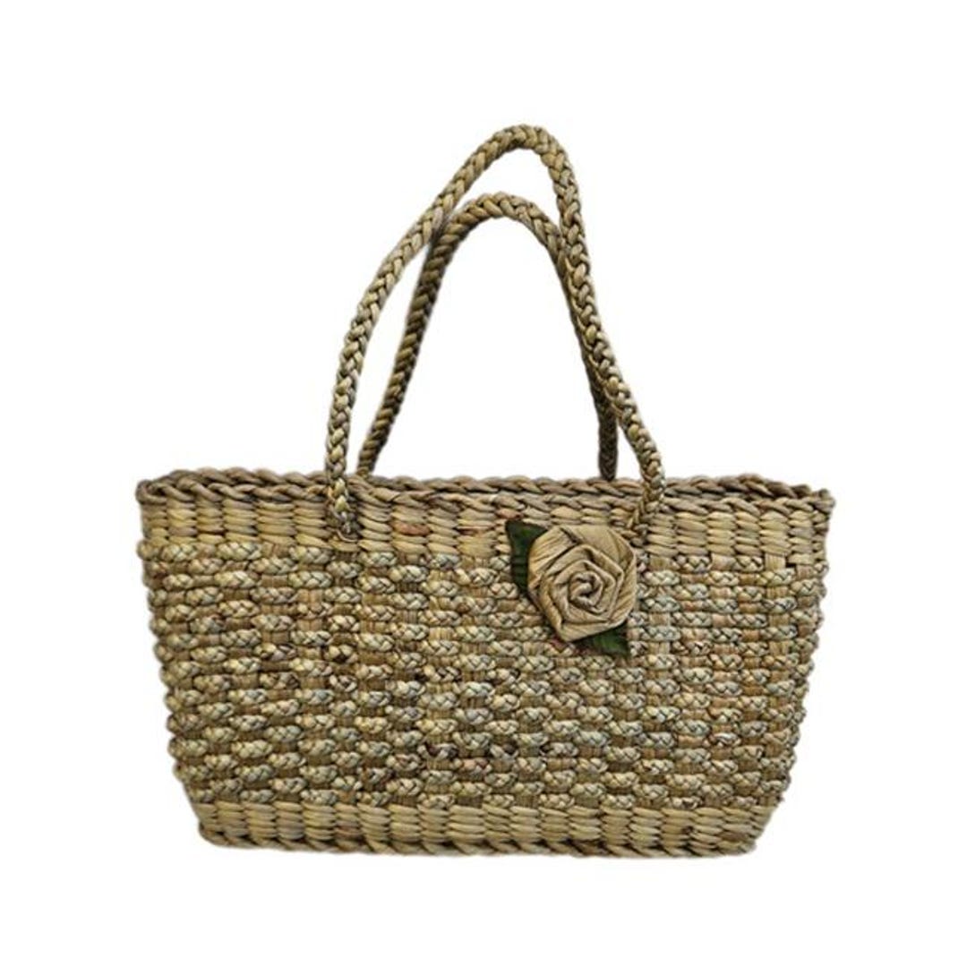 Handmade Water Hyacinth Tote Bag – Floral Pattern - Etsy