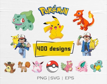 Pokemon svg bundle, Pokemon clipart and png stickers, cut files for cricut, Instant Download