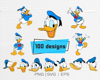 Pacchetto di clipart SVG PNG di Paperino, file di taglio del personaggio dei cartoni animati (download immediato)