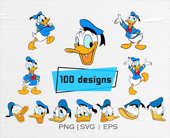Donald Duck SVG PNG Clipart Bundle, Cartoon Character Cut File (Instant Download)