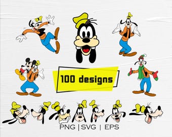 Goofy SVG PNG Bundle, Cartoon Dog Clipart, Cricut Silhouette Files (Instant Download)