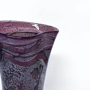 Tall Purple Hand Blown Glass Vase, Stratum Series