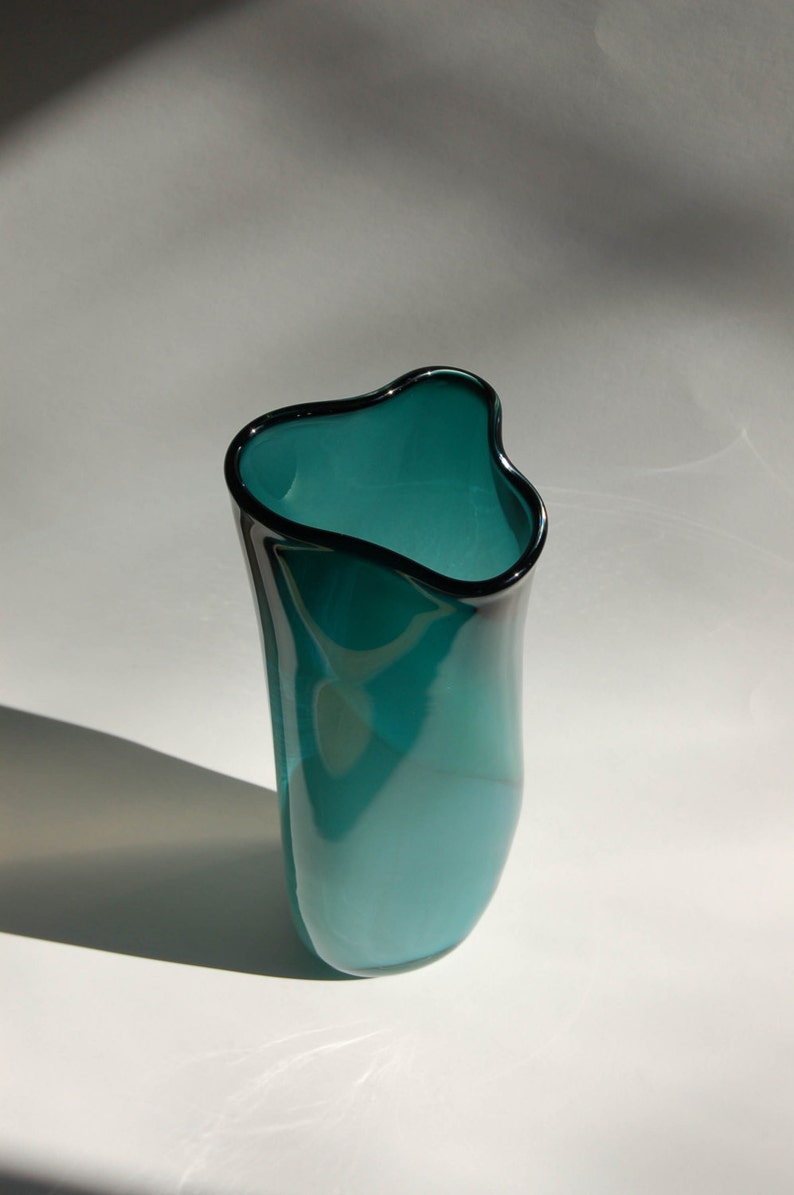 Dark Teal Two Tone Triangular Vase Jug Vessel Etsy