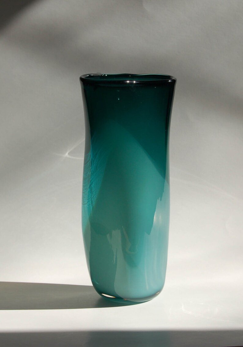 Dark Teal Two Tone Triangular Vase Jug Vessel Etsy