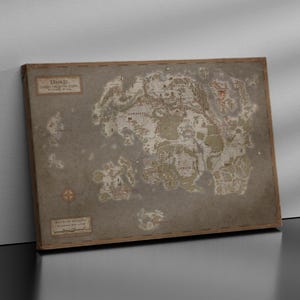 Skyrim Tamriel Map Poster Print Elder Scrolls Fantasy World Map Vintage RPG Game Map Detailed Collector Poster Gamer Room Decor