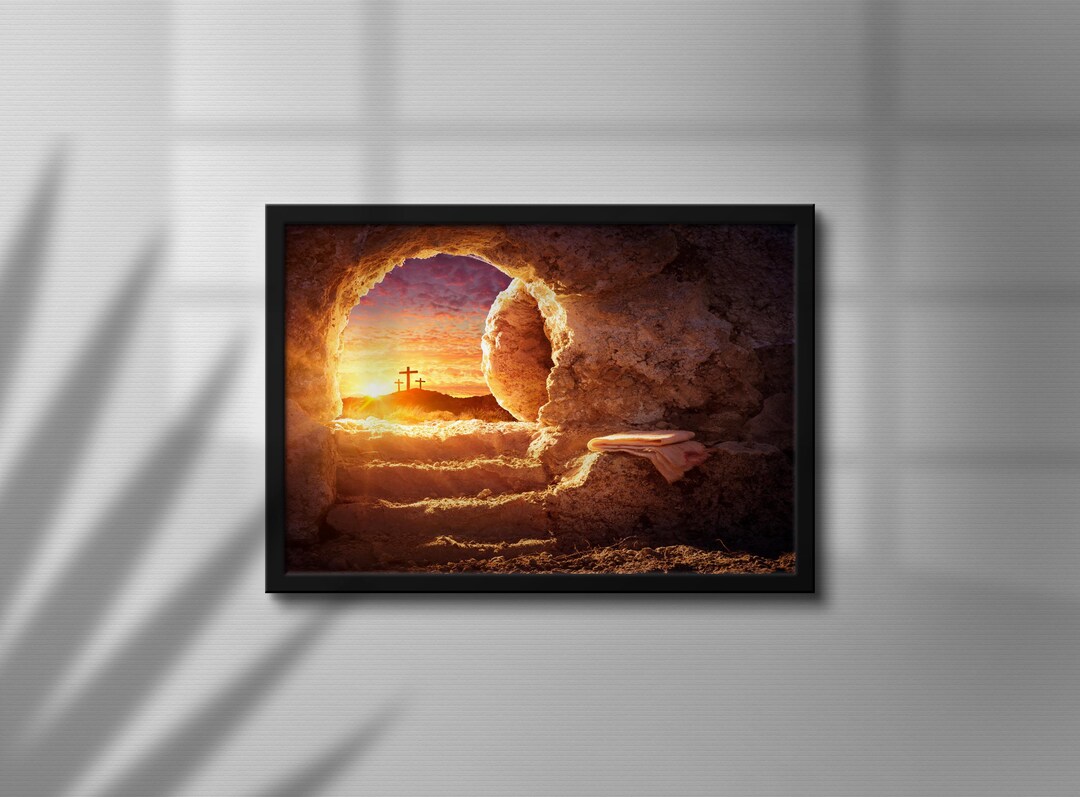 Christian Resurrection Empty Tomb Canvas Wall Art Jesus Sunrise Cross ...