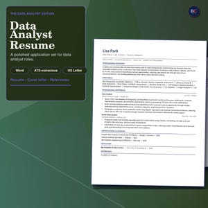 Szablon CV analityka danych, SQL i Excel, Word, zgodny z Google Docs, przyjazny dla ATS, rozmiar Letter