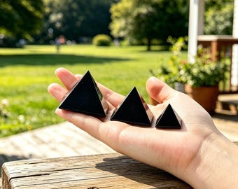 Pirámide de obsidiana natural, pirámide de cristal negro, adorno de cristal para el hogar, decoración de cristal
