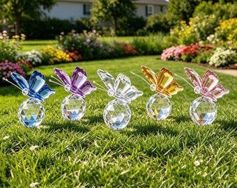 Figura de mariposa de cristal de colores para decoración del hogar, atrapasoles decorativos