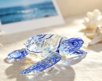 Figura de tortuga marina de cristal, estatua de tortuga soplada a mano, mini adorno de mesa, regalo de decoración artesanal con animales marinos
