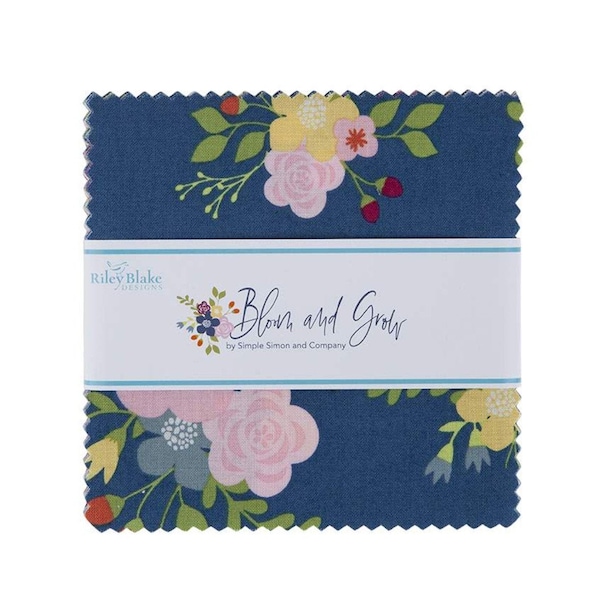 BLOOM AND GROW, 5 Inch Stacker by Simple Simon and Company for Riley Blake Designs, 42, 5 Inch Squares, Sewing, Quilting, Crafting,