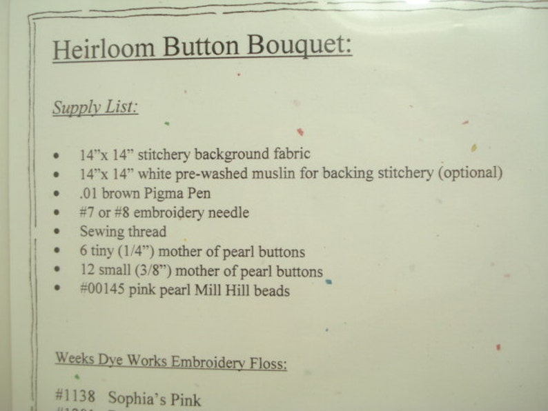 Hill Pattern #233 Heirloom Button Bouquet Elegant Gorgeous Embroidery Frameable 9X9 Stitchery Crab-Apple