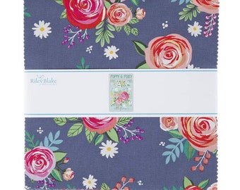 Poppy & Posey Floral Fabric Squares, Riley Blake 10-inch Stack (42pc)