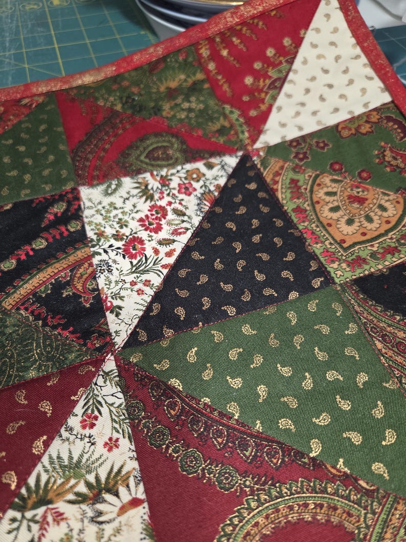 Triangle Table Topper Sign Handmade Quilted Half Square Triangle Table Topper/wall Hanging ...
