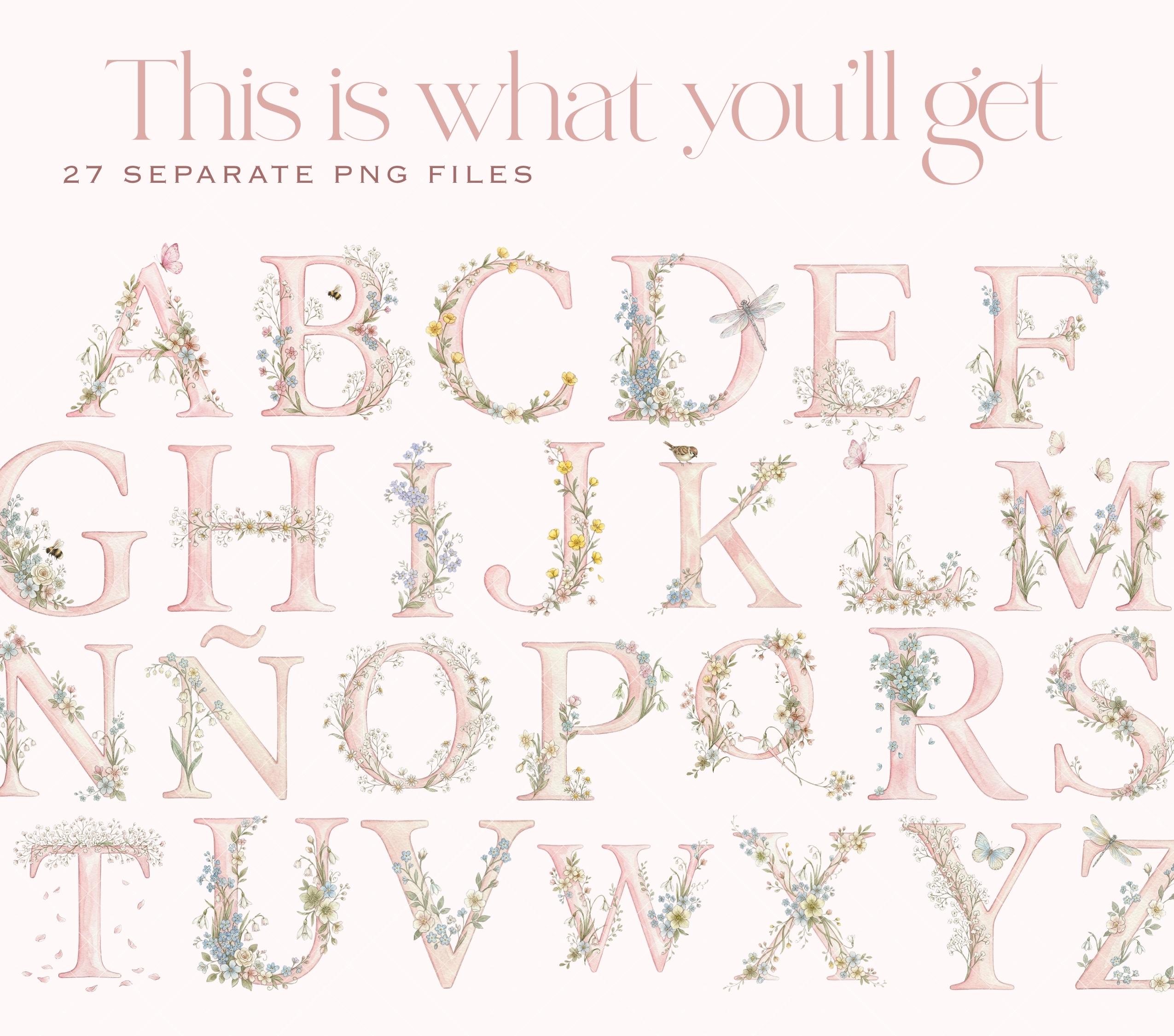 Botanical Alphabet PNG | Floral Letters Clipart, Garden Alphabet ...