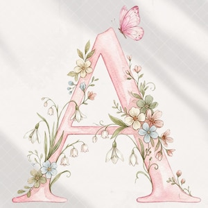 Botaniskt alfabet PNG | Blombokstäver Clipart, Trädgårdsalfabet, Akvarellbokstäver, Barnkammaralfabetskonst, Vårblommigt Monogram Set