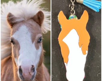New Colors added** Custom personalized horse marking face keychain