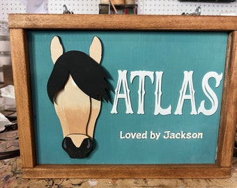 Custom stall sign for horse, personalized with your horse