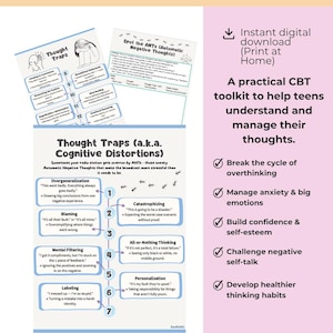 Caderno de exercícios de TCC para crianças e adolescentes | Reestruturação de pensamentos (PDF para impressão) imagem 2
