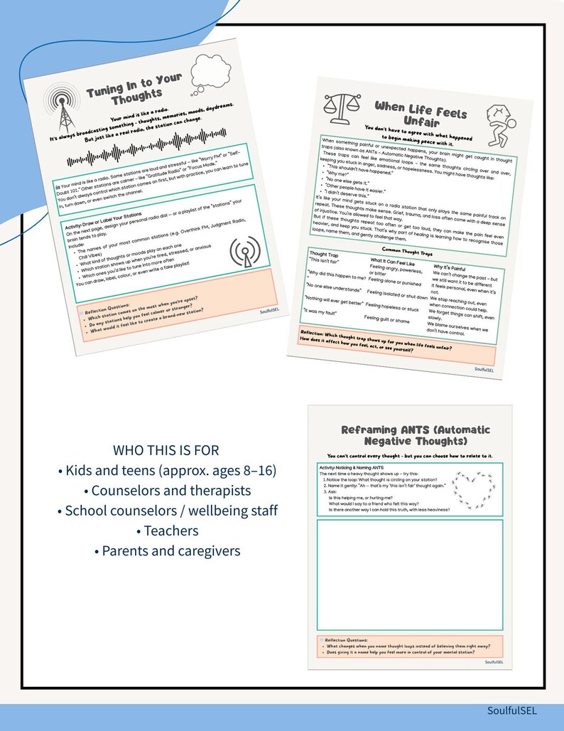 CBT Workbook for Kids & Teens | Thought Reframing (printable PDF) - Etsy