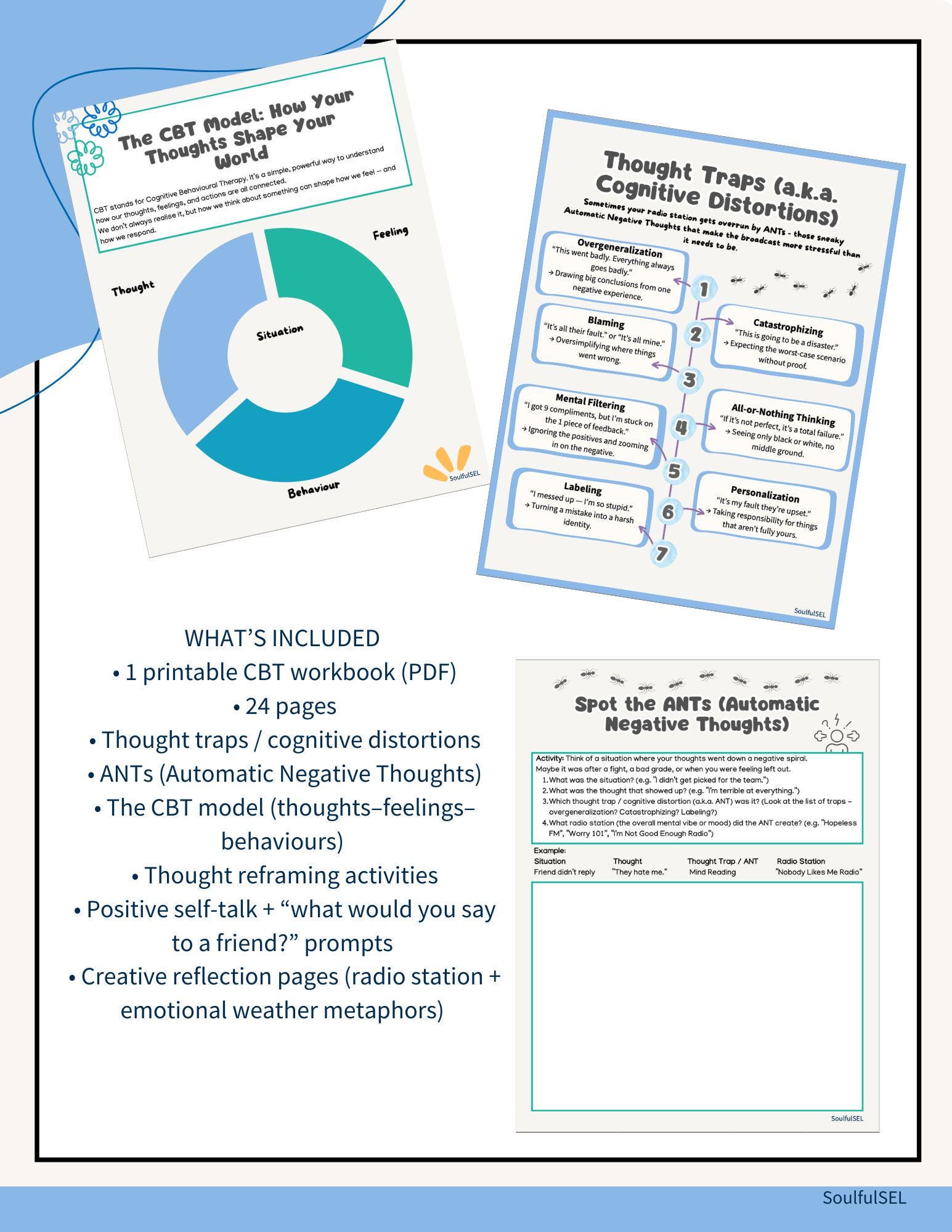 CBT Workbook for Kids & Teens | Thought Reframing (printable PDF) - Etsy
