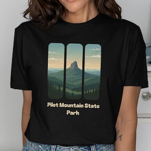 Pilot Mountain State Park NC T-Shirt, Vintage Travel Poster Style Hiking Tee